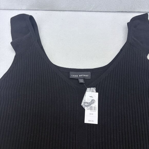 Lane Bryant Black Sweater Tank Top SZ 22/24 Ruffle Straps NWT Bohemian, Feminine - Picture 5 of 9